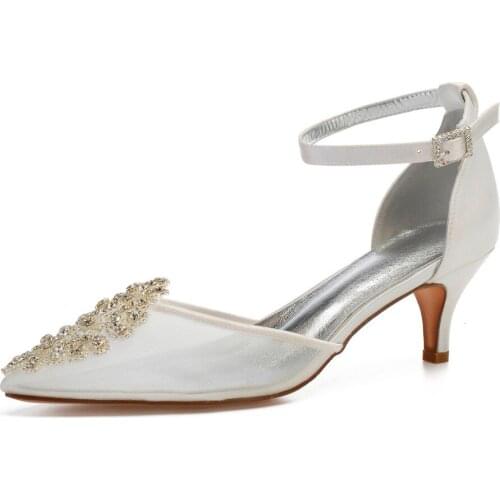 Creativesugar see through mesh pointed toe lady shoes ankle strap with crystal lace applique elegant bridal wedding shoes pumps