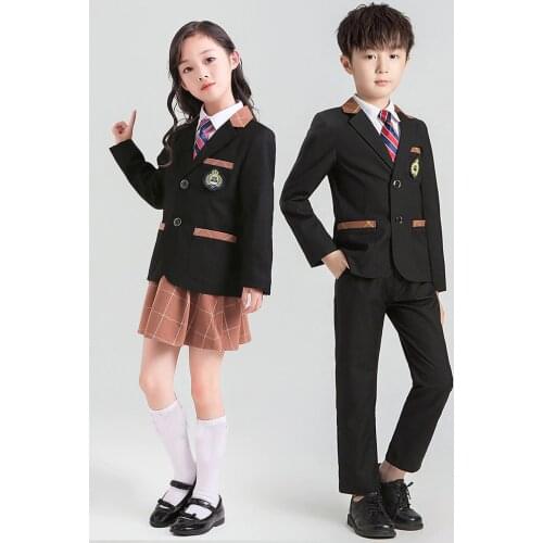 Childrens School Uniforms Clothing Sets Boys And Girls British College Style Kindergarten Class Clothes Kids Blazer Pants Tie