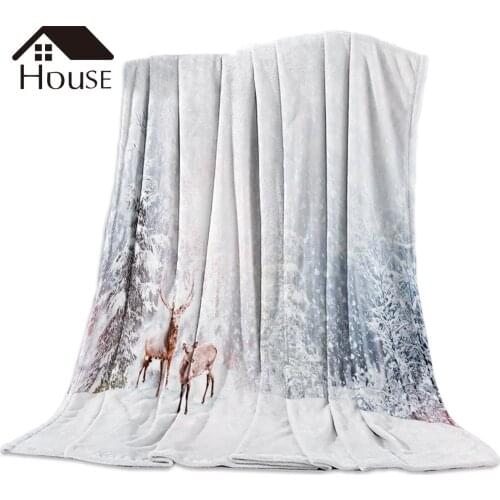 BIGHOUSES Throw Blanket Snow Winter Christams Love Happy Throw Blanket Soft Warm Microfiber Blanket Flannel Blanket