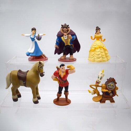 6Pcs/Set Disney Beauty and the Beast Action Figure PVC Belle Beast Lumiere Cogsworth Model Toys Decoration Kids Christmas Gift