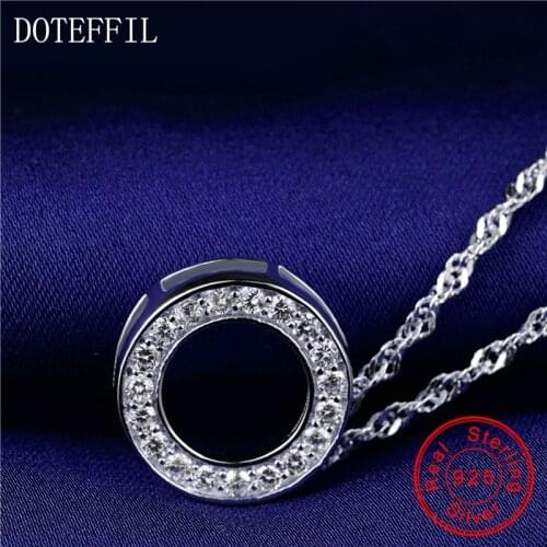 Fashion 925 Sterling Silver Necklace Woman Charm Round Pendant 100% Silver Necklace Woman Luxury Brand Jewelry
