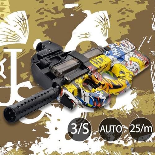 P90 Electric Auto Toy Gun Graffiti Edition Live CS Assault Snipe Weapon Water Bullet Bursts Gun Funny Outdoor Pistol Toys