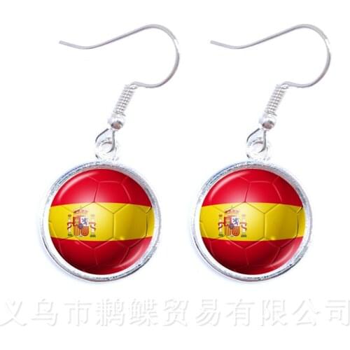 Iran,Spain,Uruguay,Tunisia,France,England Soccer Funs Souvenirs Glass Dome Pendant Earrings For 2018 Football CUP