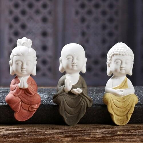 Ceramic West Buddha Statues Figurinest Zen Italian White Porcelains Painted Buddhist Tea Home Decoration Creative Little Gift