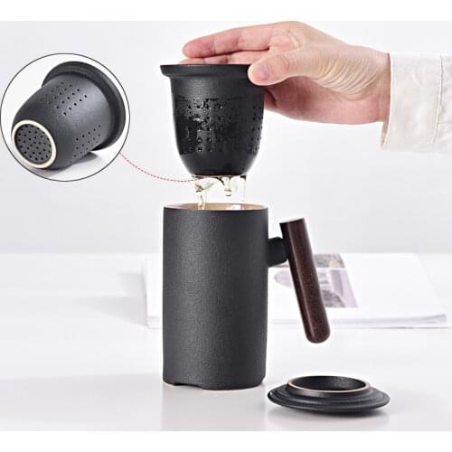 Chinese Travel Kung Fu Tea Set Black Ceramic Portable Teapot Porcelain Teaset Gaiwan Tea Cups Tea Pot for Office