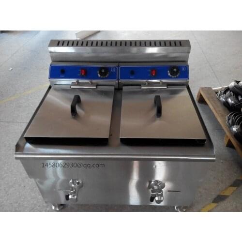 Commerical Stainless steel kfc deep fryer 18L +18L LPG gas deep fryer machine with electromagnetic valve
