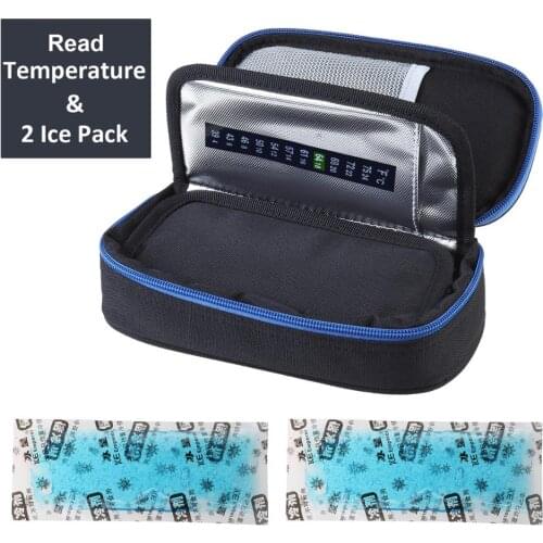 Medical Travel Cooler Bag Oxford Fabric Insulin Cooling Case with 2 Ice Packs for Diabetics Medication Cool