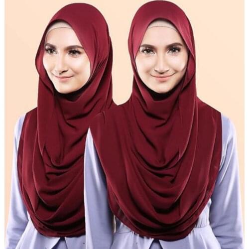 Fashion Muslim Hijab Womens Chiffon Long Scarf Underscarf Head Cover Wrap Islamic Headwrap Bonnet Hat Cap Plain Shawls Stole