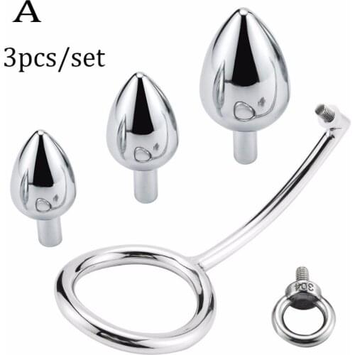 Daul-use Space Aluminum Alloy Anal Plug Set High Quality Anal Hook Butt Plug with Cock Ring Prostate Massager Butt Plug Sex Toys