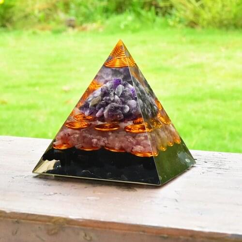 Orgone Pyramid Amethyst Energy Generator With Emf Protection For Meditation Yoga Developments Rose Quartz Relieve Irritability