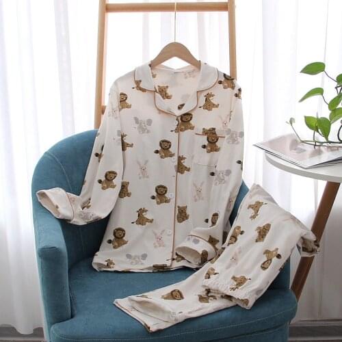 Knitted Female Cute Little Lion Pajamas Long-sleeved Trousers Cartoon Room Living Service In Spring/summer My Melody Pajama