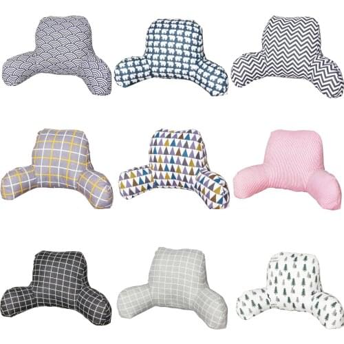 Pillow Back Cushion With Arm Support Bed Reading Rest Waist Chair Car Seat Sofa Rest Lumbar Cushion Cotton Linen Plush Fabric