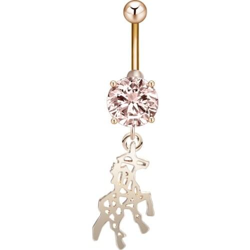 Lovely Zircon Jewelry Like Unicorn Horse Dangle Navel Belly Button Ring Piercin