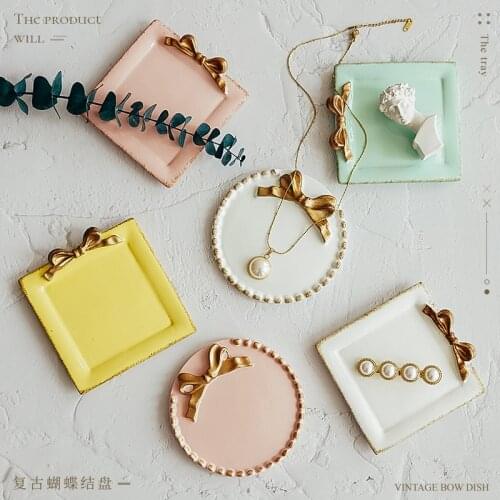 Retro Style Bowknot Plate Photo Studio Props Still Life Fotografia Accessories For Earrings Necklaces Rings Product Photography