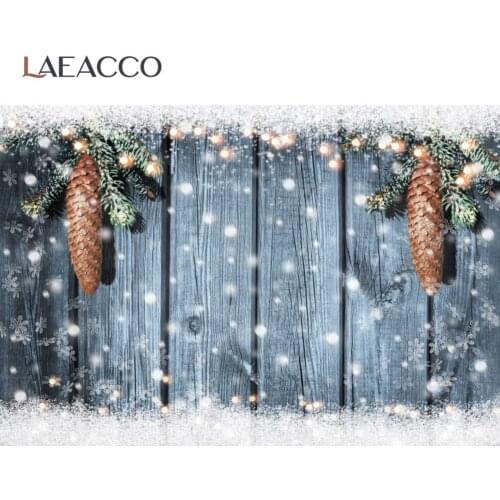 Christmas Wood Backgrounds For Photography Winter Snow Pine Snowflake Party Decor Child Portrait Photo Backdrop For Photo Studio
