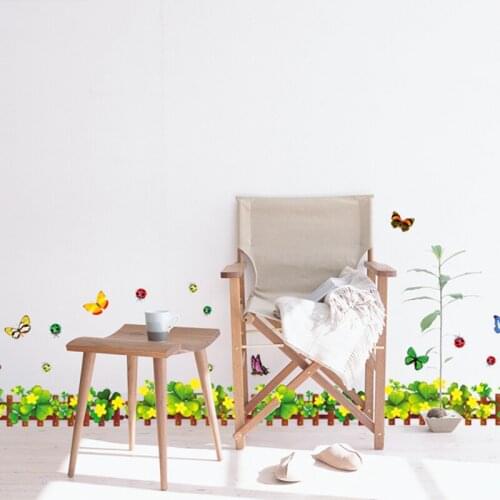 Removable Baseboard Fence Butterfly waterproof Art Vinyl Wall Stickers home Decor kids Skirting Living room Bedroom Mural Decals