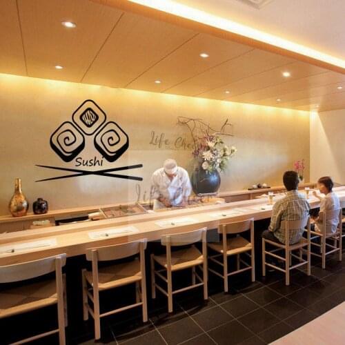 Sushi Food Vinyl Wall Sticker Restaurant Kitchen Decoration Delicious Jpan Sushi Wall Decal Removable Window Vinyl Poster AC091
