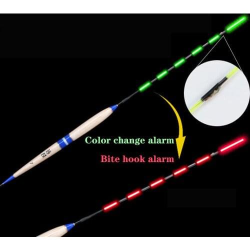 Smart Fishing Float Bite Alarm Fish Bite Bait LED Light Color Change Automatic Night Electronic Changing Buoy glow in the dark