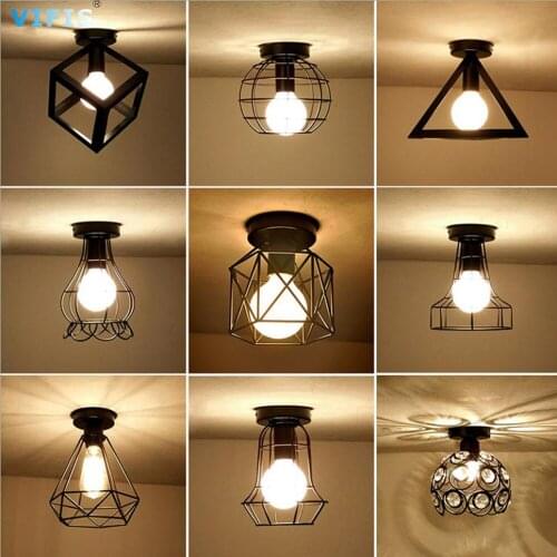 Vintage Ceiling Lamp For Living Room Bedroom Nordic Iron Retro Corridor Aisle For Foyer Bar Ceiling Light 110V 220V E27 No Bulb