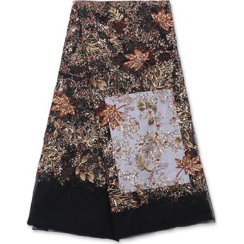 XIYA Sequins Tulle Lace African Lace Fabric 2021 Beautiful High Quality French Lace Fabrics 5 Yards For Wedding 4104B-1