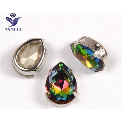 YANRUO 4320 All Sizes VM Drop Strass Rainbow Stones And Crystals DIY With Claw Setting K9 Point Back Sew On Rhinestones