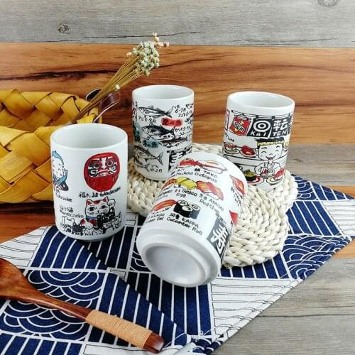 300ml Japanese Impression Ceramic Mugs Gifts Creative Coffee Tea Wine Sushi Cup Funny Family Restaurant Decor Mug Travel Gift