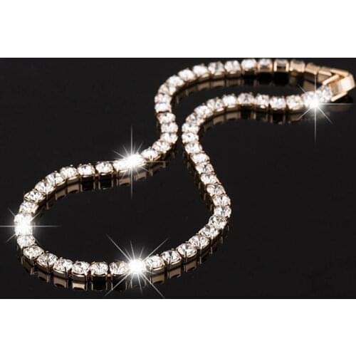 2017 New Elegant Dazzling CZ Diamonds Choker Necklace Luxury Tennis Chain Necklace For Women Jewelry Gift