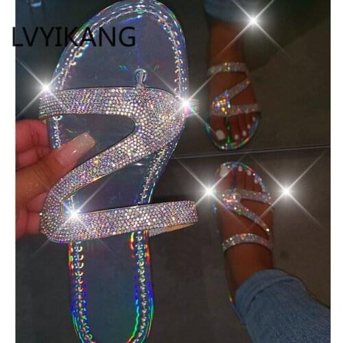 Women Summer Flat Bling Slippers Transparent Soft Jelly Shoes Female Flip Flops Sandals Outdoor Beach Ladies Slides Drop Ship
