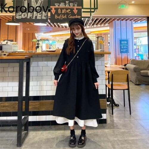 Korobov Vintage Women Japanese Style Dresses 2020 Spring Summer New A-Line Female Dress Korean O Neck Fashion Vestidos