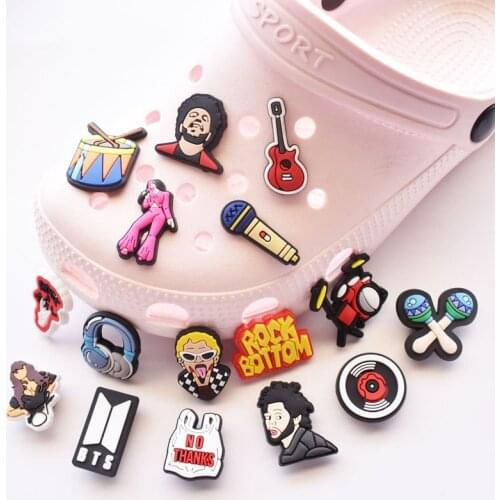 1pc PVC Cartoon Singer Musical Instruments Shoe Charms Buckles Decoration DIY JIBZ Croc Garden Shoe Accessories Kids Party Gifts