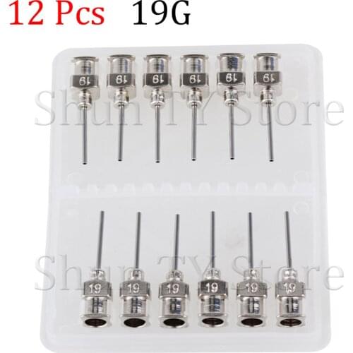 12 Pcs 1/2 Inch Silver Stainless Steel 19Ga Connector Glue Head Dispensing Needle, Suitable For Dispensing Electronic Components