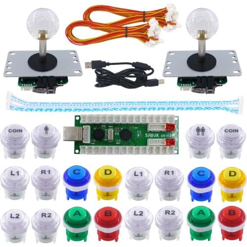 SJ@JX 2 Player Arcade Game DIY Kit Arcade Joystick Controller Mechanical Keyboard Switch Retropie Raspberry MAME Arcade Button