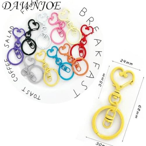 2 pcs/lot Charming Color Paint Heart-shaped Key Chain DIY Bag Buckle Key Ring Buckle Creative Opening Ring Jewelry Finding
