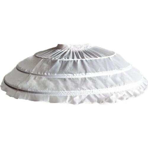 2021 White Petticoat Puffy 3 Hoop One Layer Crinoline Lace Trim Wedding Dress Underskirt Elastic Waist Petticoat Puffy Petticoat