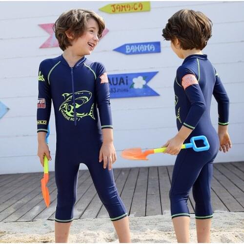 2021 Summer New Cartoon Boy Swimwear Children Swimsuit Sunscreen Long Sleeve Bathing Suit Kids Rashguard Quick Dry Breathable