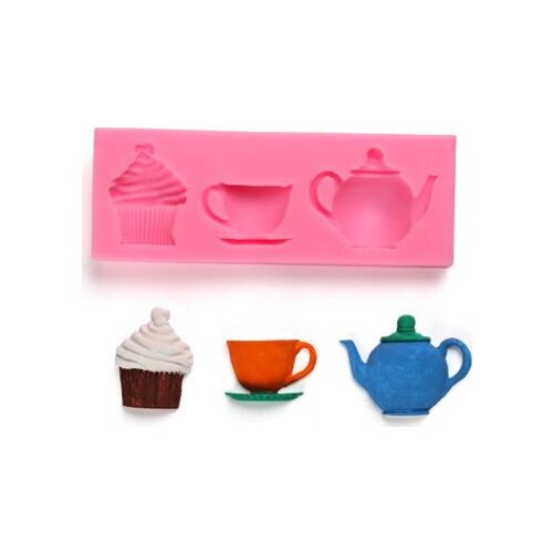 3D Ice Cream Teapot Cup Fondant Mold Silicone Cake Chocolate Soap Mould Ice Tray For DIY Kitchen Pastry Fondant Baking Tools