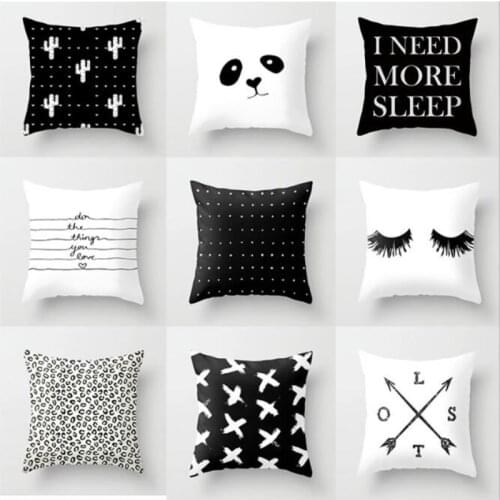 45*45cm INS Nordic Black White Geometric Cushion Cover Polyester Throw Pillow Case Car Sofa Bed Decorative Pillowcase Home Decor