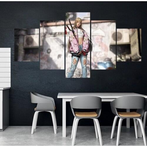 5 Piece Decorative Painting Poster New Fashion Office Home Mural Sakura Samurai Sword Girl Anime Painting Fanxin Wholesale