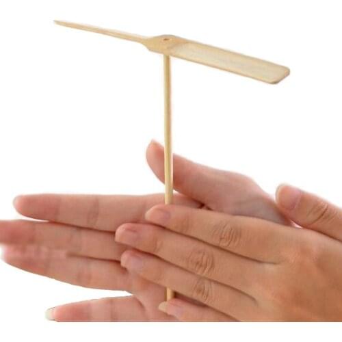 5pcs traditional chinese handmade toy flying game wood Bamboo dragonfly toy for kids Doraemon head novelty presents children