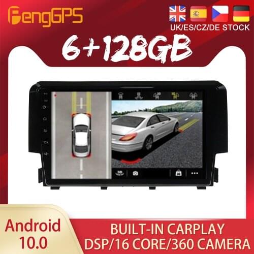 Android 10 PX6 DSP For Honda Civic 2016 2017 2018 2019 Car DVD GPS Navigation Auto Radio Stereo Video Multimedia Player HeadUnit