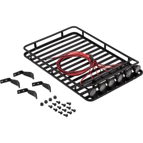 Roof Rack Luggage Carrier with Light Bar for 1/10 RC Crawler D90 Axial SCX10 90046