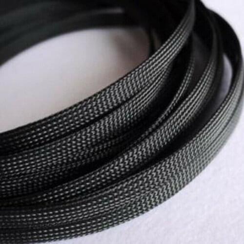 1-10M 3-100mm Black Flat Silk Cable Sleeves Snakeskin Mesh PET Expandable Insulation Sheathing Braide