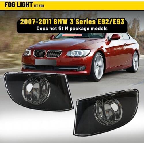 For BMW E92 E93 3 SERIES 2DR 2007-2011 Front Bumper Black Fog Lamp Transparent Lens Lamp