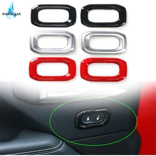 Car Interior Door Handle Lock Switch Button Cover Decoration For Jeep Wrangler JL 2018 2019 ABS Door Lock Control Stickers Frame