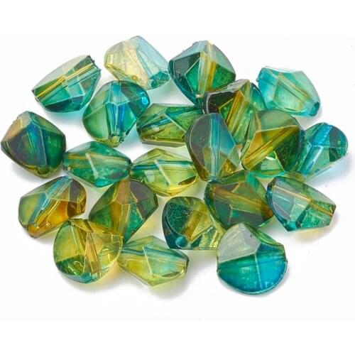 200pcs Two Tone Spray Painted Acrylic Polygon Beads for Jewelry Making 9x9.5x5.5mm Hole: 1mm