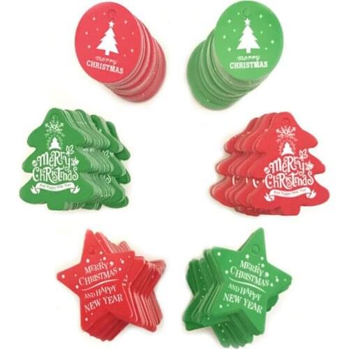 100pcs Christmas Series Tags Paper Gift Label Tag DIY Crafts Hang Label Gift Baking Wrapping Decorative Card Favors