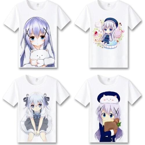 Japanese Anime Is the Order a Rabbit T Shirt Kafuu Chino Casual Summer T-Shirt Women/Men Fashion Top Tee Cosplay Costume