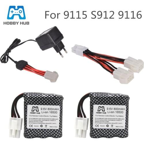 Hobby Hub 9.6V 800mAh Battery for 9115 S912 9116 High Speed RC Car Battery Li-ion Battery With 9.6v Charger