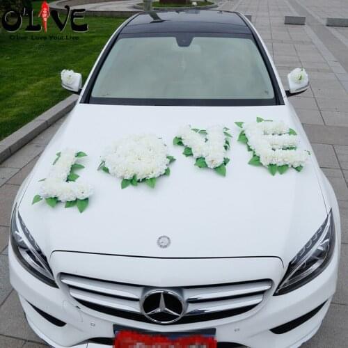 Artificial Flowers Wedding Decoration Car Pompoms DIY Leaves Wreath Mariage Decorative Silk Flower Beautiful Valentine Day Gifts