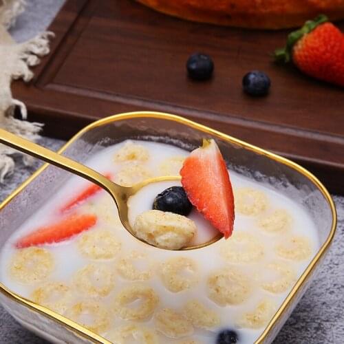 2 PCS 304 stainless steel small round coffee spoon ice drink stirring spoon thickened titanium plating ice round creative scoop